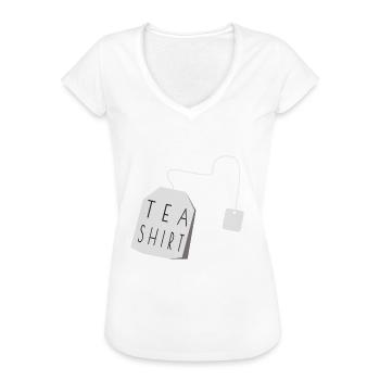 Tea Shirt - Weiß/White - Teebeutel/Teabag - Frauen Vintage T-Shirt - Schwarz - Vorne - Danielle (179cm)