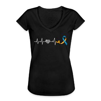Down Syndrom Awareness Schleife extra - Frauen Vintage T-Shirt - Schwarz - Vorne - Danielle (179cm)