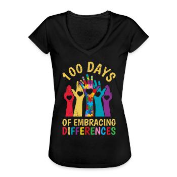 100 jours de diversité et d’inclusion solidaire - T-shirt vintage Femme - noir - Devant - Danielle (179cm)