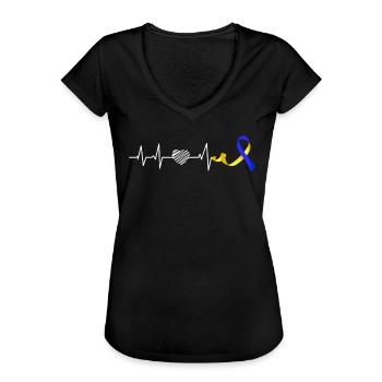 Down Syndrom Awareness Schleife extra - Frauen Vintage T-Shirt - Schwarz - Vorne - Danielle (179cm)