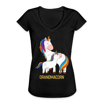 Grand-maïs Fête des mères Licorne Grand-mère Licorne - T-shirt vintage Femme - noir - Devant - Danielle (179cm)