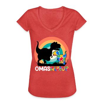 Omasaurus Muttertag Grandma Mama Tag Oma - Frauen Vintage T-Shirt - Rot meliert - Vorne - Danielle (179cm)