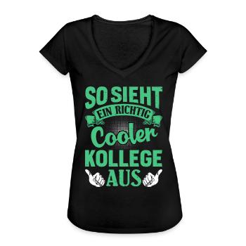 Mitarbeiter So Sieht ein Richtig Cooler Kollege - Frauen Vintage T-Shirt - Schwarz - Vorne - Danielle (179cm)