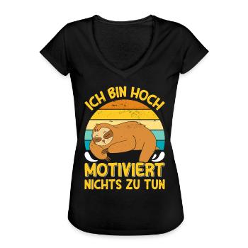 Fauler Kollege Bin Hoch Motiviert Nichts zu Tun - Frauen Vintage T-Shirt - Schwarz - Vorne - Danielle (179cm)