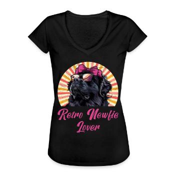 RETRO NEWFIE LOVER Neufundländer Hundemama - Frauen Vintage T-Shirt - Schwarz - Vorne