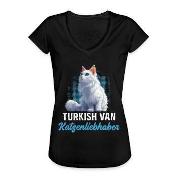 TURKISH VAN KATZENLIEBHABER Turkish Van - Frauen Vintage T-Shirt - Schwarz - Vorne - Danielle (179cm)