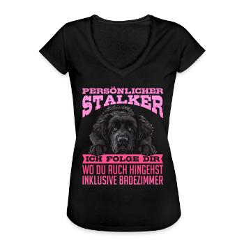Neufundländer PERSÖNLICHER STALKER FOLGE DIR - Frauen Vintage T-Shirt - Schwarz - Vorne - Danielle (179cm)