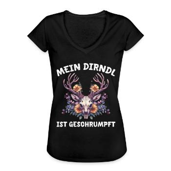 Dirndl zu klein Trachtenshirt Damen Tracht Dirndl - Frauen Vintage T-Shirt - Schwarz - Vorne - Danielle (179cm)