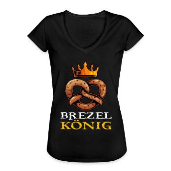 Pretzel Brezel König Bayrisches Brezel - Frauen Vintage T-Shirt - Schwarz - Vorne - Danielle (179cm)