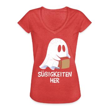 Costume d’Halloween Enfants SWEETS HER Funny - T-shirt vintage Femme - rouge chiné - Devant - Danielle (179cm)
