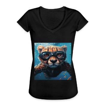 Guépard - T-shirt vintage Femme - noir - Devant - Danielle (179cm)
