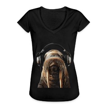 Walross - Frauen Vintage T-Shirt - Schwarz - Vorne - Danielle (179cm)
