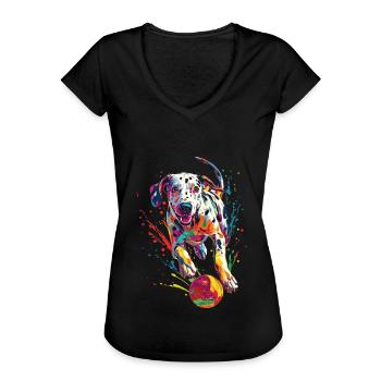 Dalmatiner - Frauen Vintage T-Shirt - Schwarz - Vorne - Danielle (179cm)