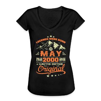 Mai 2000 Vintage Nées En Mai 2000 Anniversaire Mai - T-shirt vintage Femme - noir - Devant - Danielle (179cm)