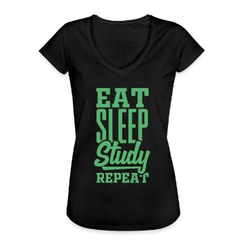 Study Study Studying Studying - Women's Vintage T-Shirt - black - Front - Danielle (179cm)