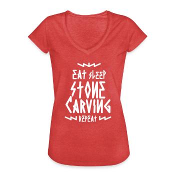 Stein Steinhauer Steinmetz Steine schnitzen Beruf - Frauen Vintage T-Shirt - Rot meliert - Vorne - Danielle (179cm)
