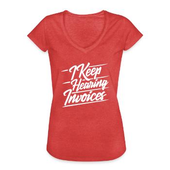 J'entends les factures des comptables - T-shirt vintage Femme - rouge chiné - Devant - Danielle (179cm)