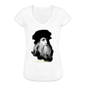 Leonardo Da Vinci Quote - Women's Vintage T-Shirt - black - Front - Danielle (179cm)