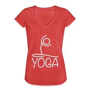 Yoga exercise for a workout - Women's Vintage T-Shirt - heather red - Front - Danielle (179cm)