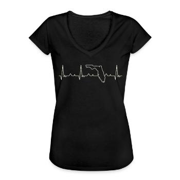 Florida State USA. Herz. Liebe. Ekg. Impuls. - Frauen Vintage T-Shirt - Schwarz - Vorne