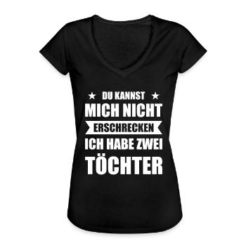 Papa Ich hab zwei Töchter - Frauen Vintage T-Shirt - Schwarz - Vorne