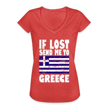 Greece Flag Saying - Women's Vintage T-Shirt - heather red - Front - Danielle (179cm)