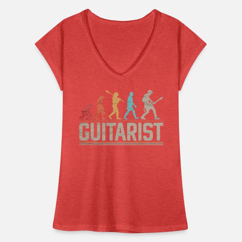 Evolution der Rockmusik des Gitarristen oder Bassisten Frauen Vintage T-Shirt