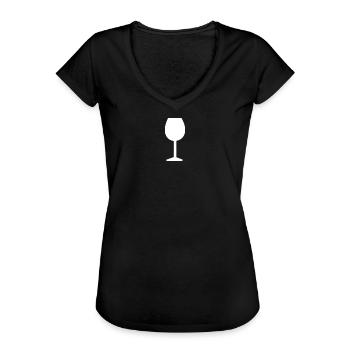 Weinglas, Wein - Frauen Vintage T-Shirt - Schwarz - Vorne - Danielle (179cm)