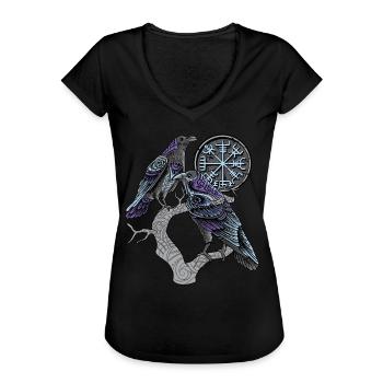 Odins Raben Shirt Wikinger keltischen Huginn Muninn - Frauen Vintage T-Shirt - Schwarz - Vorne