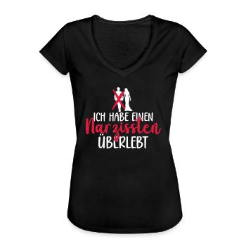 Ich Habe Einen Narzissten Überlebt - - Frauen Vintage T-Shirt - Schwarz - Vorne - Danielle (179cm)