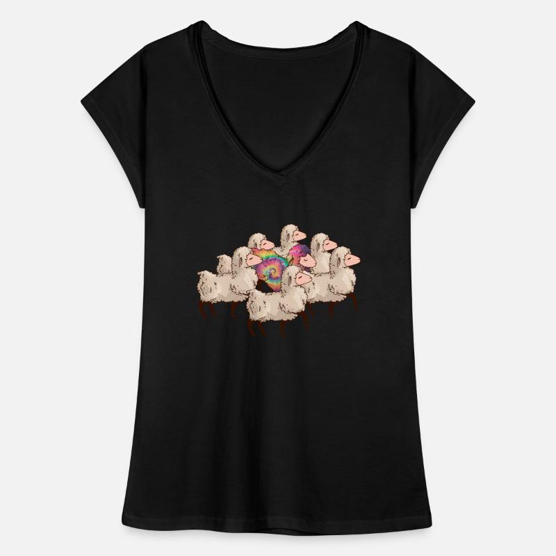Regenbogen Schaf in Herde - Hippie Kostüm Tie Dye Frauen Vintage T-Shirt