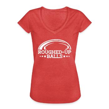 Roughened Balls - Funny Rugby - Women's Vintage T-Shirt - heather red - Front - Danielle (179cm)