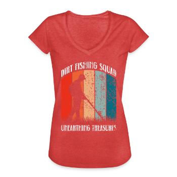 Chasse au trésor en équipe de détecteurs de métaux - T-shirt vintage Femme - rouge chiné - Devant - Danielle (179cm)