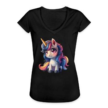 Licorne Kawaii Japonais - T-shirt vintage Femme - noir - Devant - Danielle (179cm)