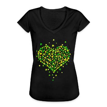 Herz aus Kleeblätter Viel Glück - Frauen Vintage T-Shirt - Schwarz - Vorne