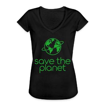 Militants écologistes de Save the Planet Earth - T-shirt vintage Femme - noir - Devant - Danielle (179cm)