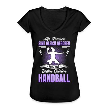 Handballerin Handballer Handball Sport Geschenk - Frauen Vintage T-Shirt - Schwarz - Vorne - Danielle (179cm)