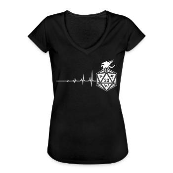 Cooles Fantasy D20 Dice Heartbeat Dragon D20 Table - Frauen Vintage T-Shirt - Schwarz - Vorne - Danielle (179cm)