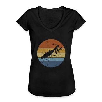 Gottesanbeterin Insektenliebhaber Fangschrecke - Frauen Vintage T-Shirt - Schwarz - Vorne - Danielle (179cm)