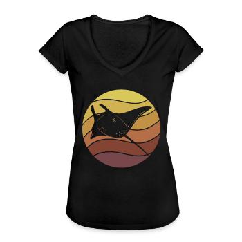 Stachelrochen Mantarochen Ozean - Frauen Vintage T-Shirt - Schwarz - Vorne - Danielle (179cm)