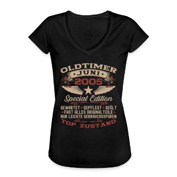 18. Geburtstag Mann Juni Jahrgang 2005 Oldtimer - Frauen Vintage T-Shirt - Schwarz - Vorne - Danielle (179cm)