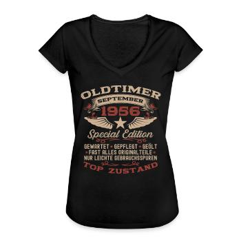 68. Geburtstag September Oldtimer 1956 Jahrgang - Frauen Vintage T-Shirt - Schwarz - Vorne
