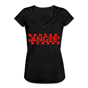 Schachbrett Text Vorname Frau Nachname Angie - Frauen Vintage T-Shirt - Schwarz - Vorne - Danielle (179cm)