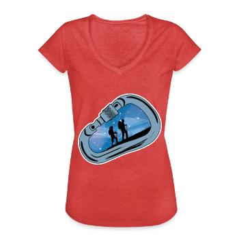 Mousqueton Randonnée - T-shirt vintage Femme - rouge chiné - Devant - Danielle (179cm)