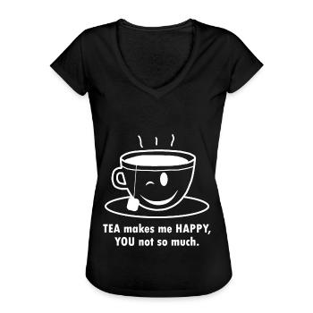 THÉ HAPPINESS Le bonheur du thé - T-shirt vintage Femme - noir - Devant - Danielle (179cm)