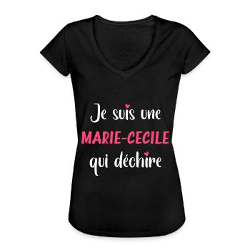 marie cécile - T-shirt vintage Femme - noir - Devant - Danielle (179cm)