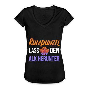 Rumpunzel - Frauen Vintage T-Shirt - Schwarz - Vorne - Danielle (179cm)