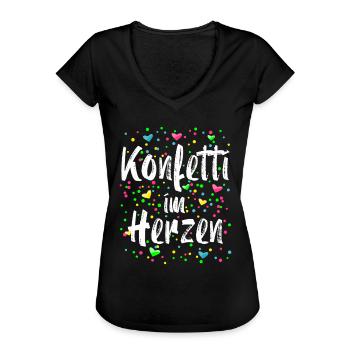 Konfetti im Herzen Karneval Kostüm Fasching - Frauen Vintage T-Shirt - Schwarz - Vorne - Danielle (179cm)