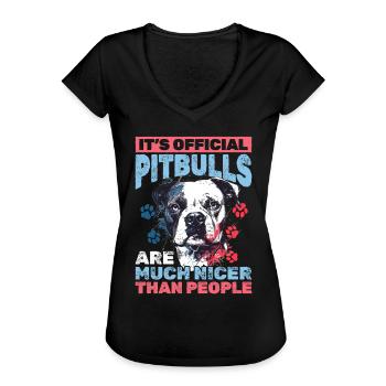 Propriétaire de chien Pitbull Terrier - T-shirt vintage Femme - noir - Devant - Danielle (179cm)