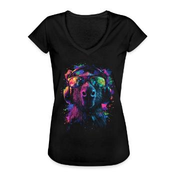 DJ Cool Outfit Pop Art Techno Festival Capybara - Frauen Vintage T-Shirt - Schwarz - Vorne - Danielle (179cm)